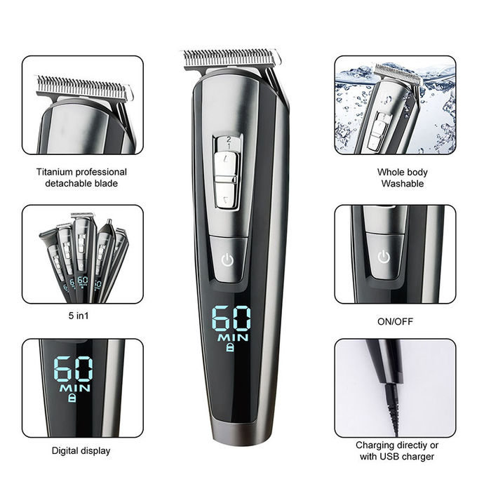5 en 1 modo recargable dual funcional multi de la prenda impermeable de las maquinillas de afeitar eléctricas y de los condensadores de ajuste del pelo